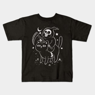 grim reaper and cat Kids T-Shirt